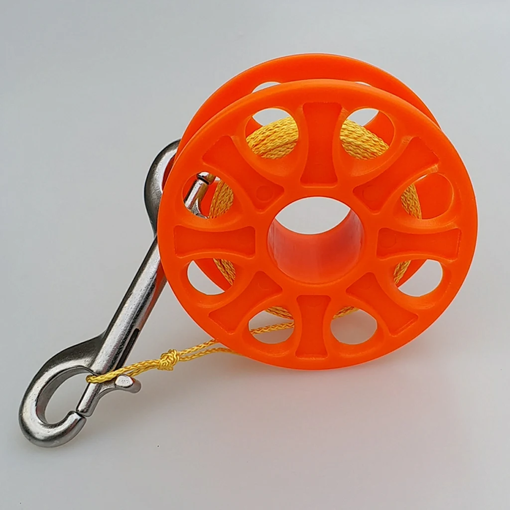 Plastic Lightweight Scuba Diving Finger Spool Reel+ Replacement 100ft(30m) Strong Strength Fluorescent Yellow Line