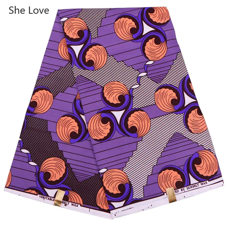 

She Love 1Yard Ankara African Polyester Wax Print Fabric Purple Flower Real Wax Fabric For Party Dress Making Supplies