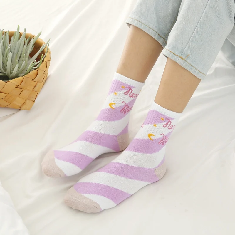 Autumn Winter 5PC Socks For Women Cotton Socks Art Funny Cartoon Print Breathable Socks Couple Socks Cheap Socks