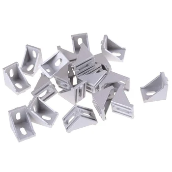 

New 20Pcs/ Lot 3030 Corner Brackets Fasten L Connector For 3030 Aluminum Profile Corner Fittings Angle Decorative Accessories