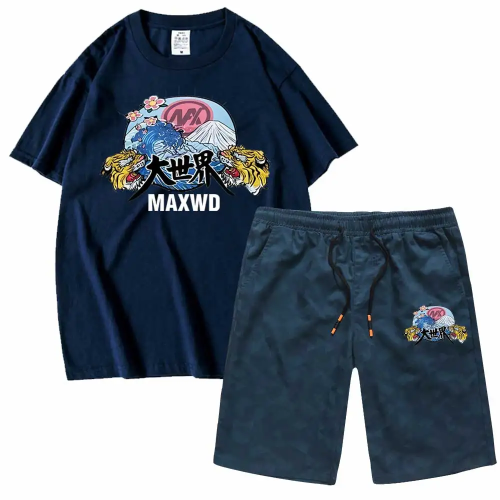 

Men's Sets MAX WORLD tiger tees and Shorts sportswear t shirts Short sleeved set 2 pcs casual homme tees wholesale Sports shorts