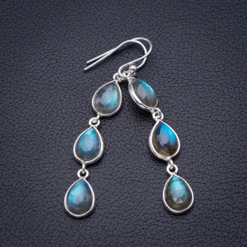 

Natural Blue Fire Labradorite Handmade 925 Sterling Silver Pendant 2.25" D3251