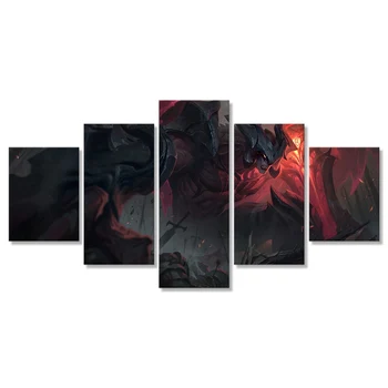 

LoL Sword Wings Splash Aatrox Printed Picture Home Wall Art Modular Poster 5 Panel Paintings On Canvas Living Room Decor