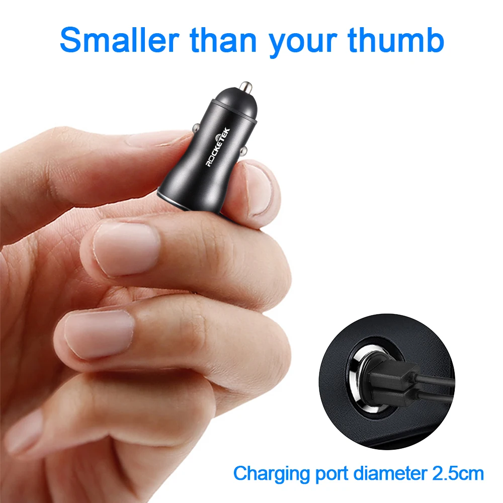 Rocketek All Metal USB Car Charger For Mobile Phone Tablet GPS 3 1A Fast Charger Car 5