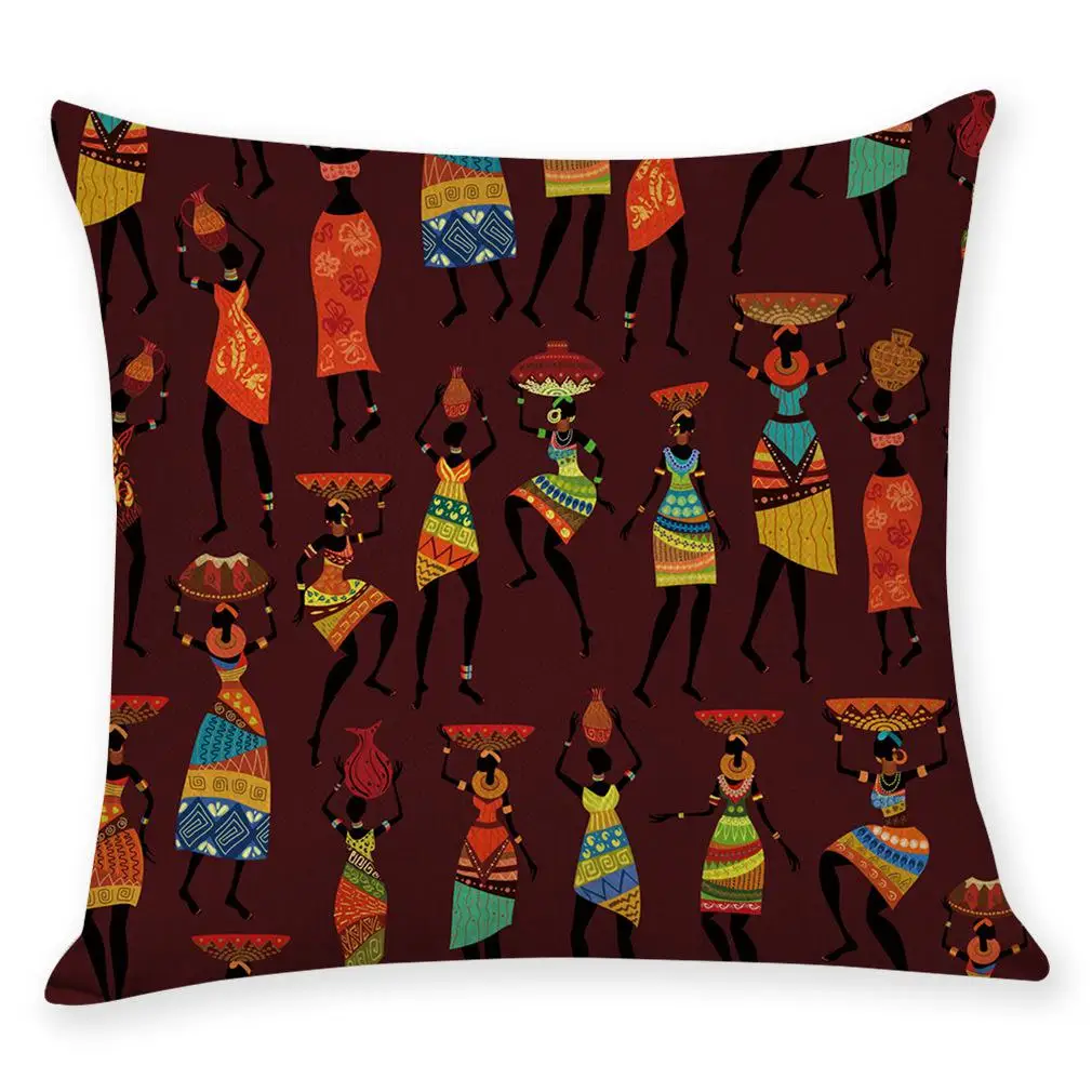 45x45cm African National Stripe Bohemian Style Geometric Home Decorative Throw Pillow Covers Linen Ethnic Cushion Cover Case - Цвет: 4