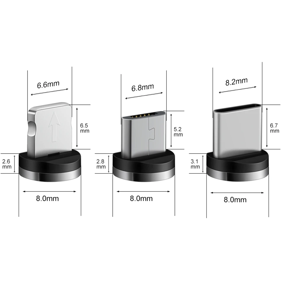 Круглый Магнитный штекер Micro USB C / Type 8 Pin для адаптера iPhone магнитный usb разъем