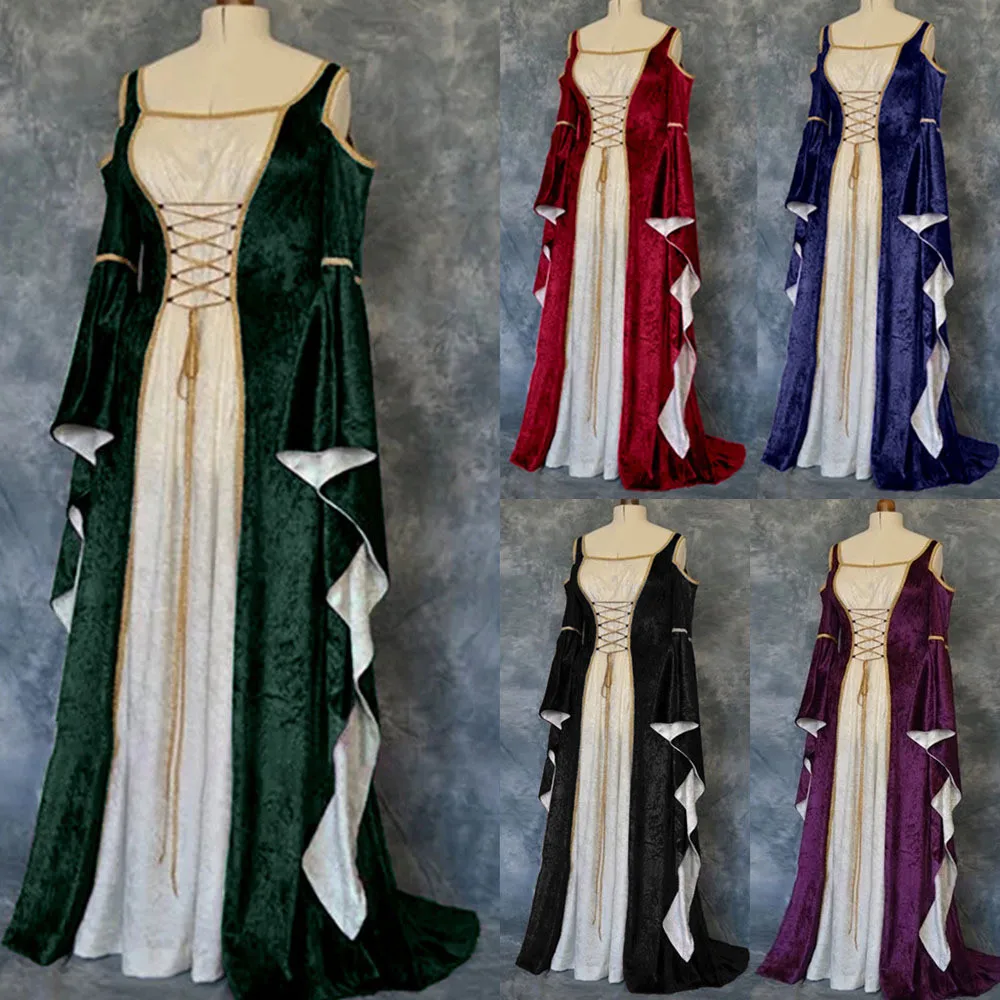 

feitong dresses 2019 vintage Vestido Women Fall Winter Gothic Retro Floral Print Ball maxi long middle age Dress robe femme #829
