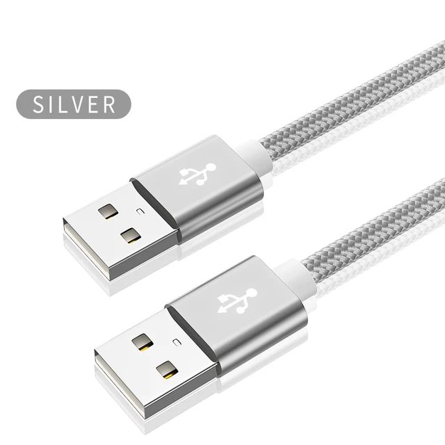 Kebiss Weave USB to USB Extension Cable Type A Male to Male USB Extender for Radiator Hard Disk Webcom Camera USB Cable Extens Silver