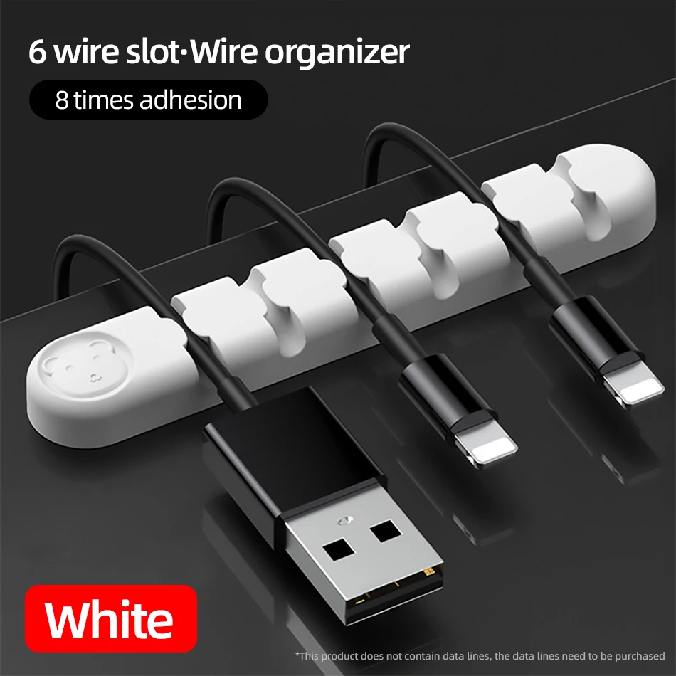 !ACCEZZ 6-Holes Cartoon Cable Organizer Holder Wire Winder Cord Silicone Clip Cables Protector Line Desktop Management Organiser (10)
