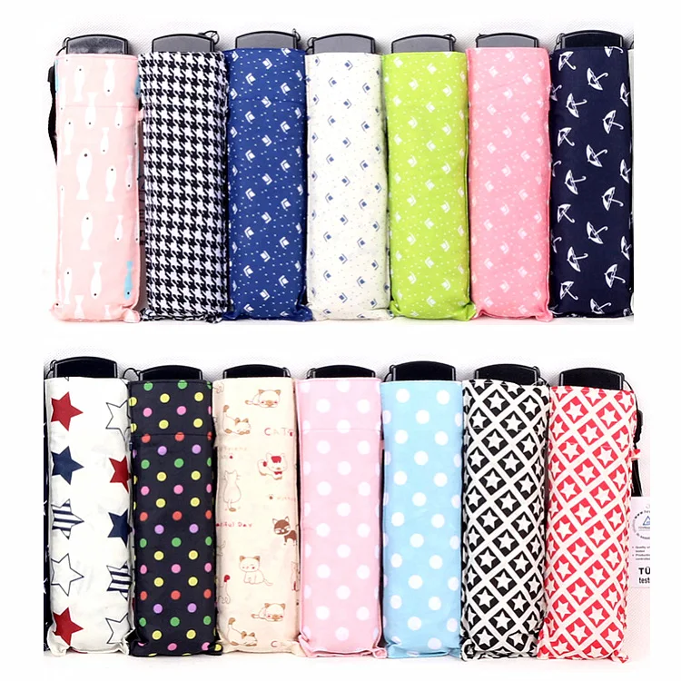 

Currently Available New Style Multi-color Small Flat Pencil Umbrella Ultra-Light 165 Grams Three-fold Umbrella Folding Umbrella