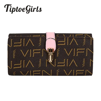 

Korean Lipstick Print Women's Long Clutch Wallet Hasp Buckle Triangle Folding Wallets Casual Girls Purse Multi-function Card Bag