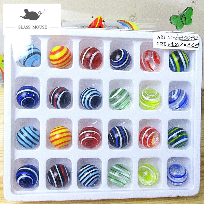 

16mm Handmade Glass Marbles Balls Charms Home Decor Accessories For Fish Tank Vase Aquarium Game Toys For Kids Children 24PCS