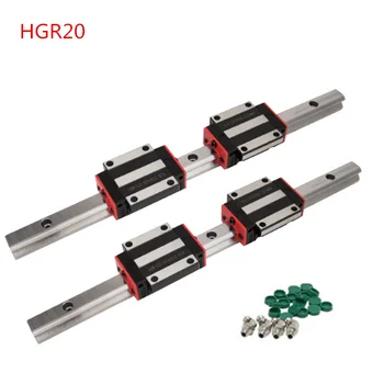 

2pc HGR20 HGH20 Square Linear Guide Rail ANY LENGTH+4pc Slide Block Carriages HGH20CA/flang HGW20CC CNC Router Engraving