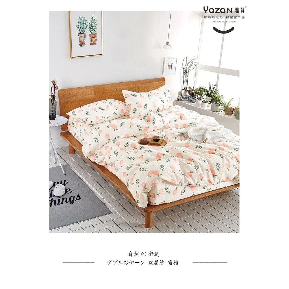 US $142.80 YAZAN The High Quality Bedding Set With 100 Cotton Pure And Fresh Pattern Simplicity Bed Sheet Quilt Cover Pillowcase34pcs