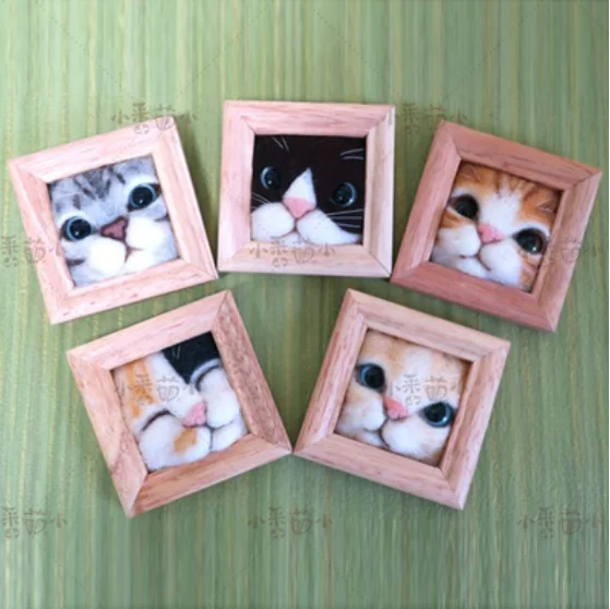 Рамка Hello kitty с принтом головa кота орнамент Zakka Массив дерева Фоторамка Шерсть