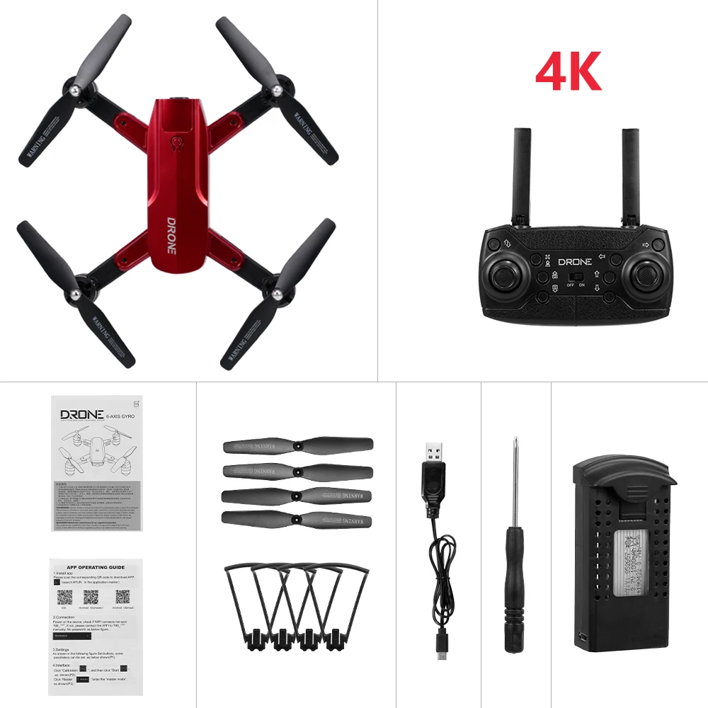 ZD6-L 2,4 GHz RC Дрон с камерой 4K широкий угол оптического потока позиционирования жестов Фото складной RC Квадрокоптер мини Дрон игрушки - Цвет: 4K Red