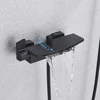 Bathroom Tub Faucet Single Handle Waterfall Spout Mixer Tap with Hand Shower Wall Mounted Bath Faucet Bathtub Faucet Water Mixer 3