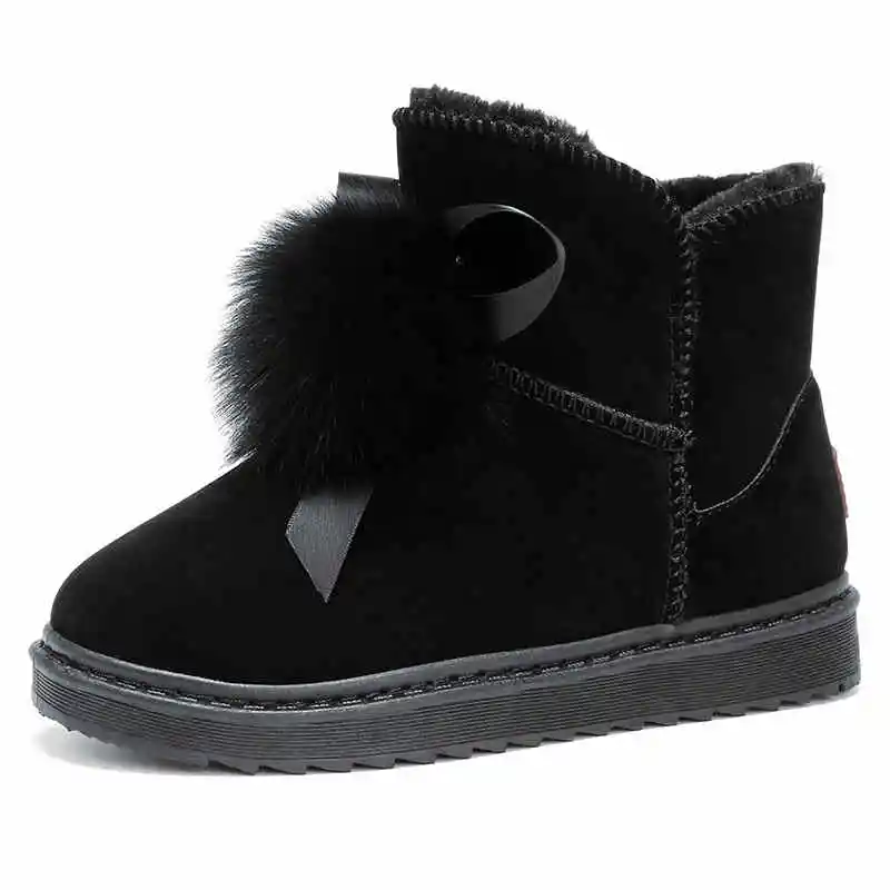 WWKK/женские ботинки; теплые зимние ботинки; женские замшевые ботильоны без шнуровки; женская зимняя обувь; Botas Mujer; женская плюшевая обувь - Цвет: Черный