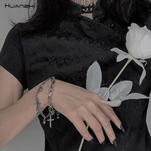 HUANZHI, древо жизни, греческое сердце, колокольчик, подвеска, крест, металлическая цепочка, бисер, металлический хип-хоп браслет, браслет для женщин, девушек, для вечеринки