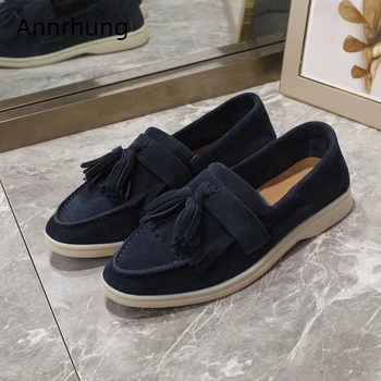 

Spring Autumn New 2020 Flat Shoes Woman Round Toe Luxury Suede Fringe Tassels Casual Slip-on Loafers Zapatos Mujer