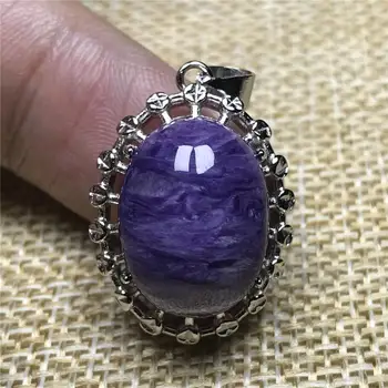 

Natural Charoite Pendant For Women Lady Man Purple Crystal 24x17x11mm Beads Gemstone Silver Necklace Pendant Jewelry AAAAA