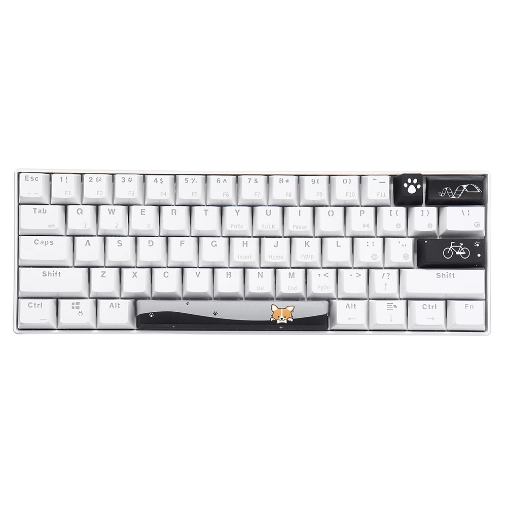 Пятисторонний Dyesub PBT OEM профиль желтая собака акула пробел 6.25u Новинка Keycap+ ESC Enter Keycaps подходит для клавиатуры