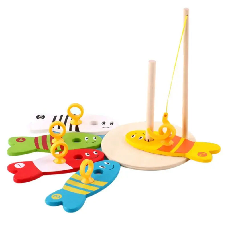 Детская головоломка для раннего образования Деревянные игрушки Цифровая рыболовная Колонка игра родитель-ребенок 24BE