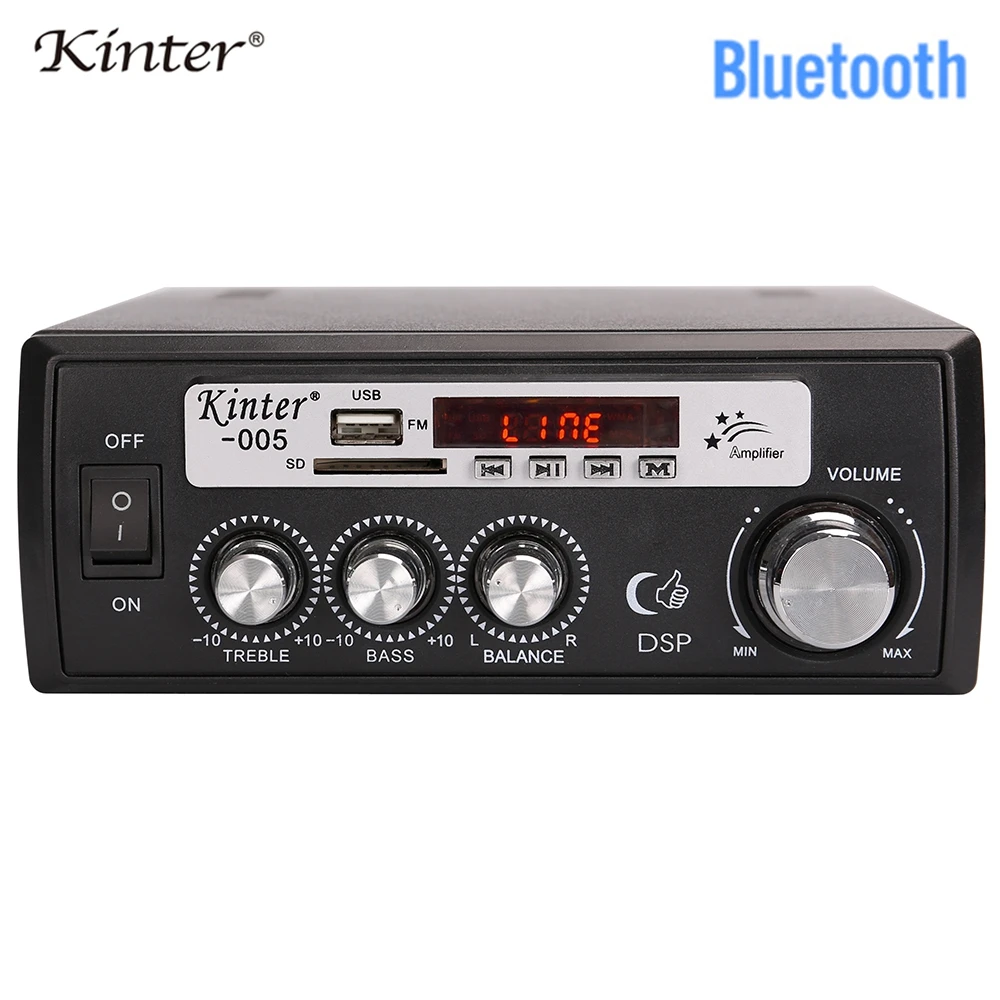 Kinter-005 BT усилитель мощности аудио 2,0 канальный воспроизведение стереозвука с USB SD управлением ВЧ-Басов AC DC вход питания