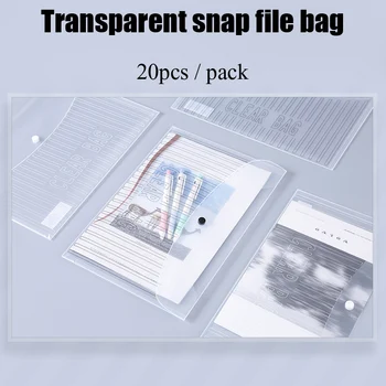 

Deli 20pcs/pack Transparent PP Water Resistant File Holder Filing Envelope with Snap Button - White file bag
