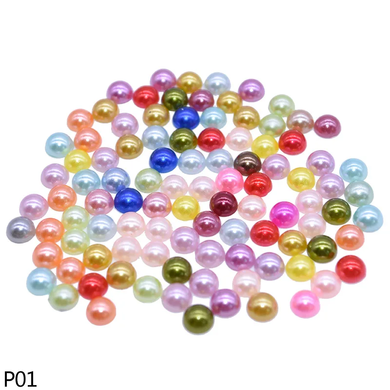 1000Pcs Pearl Stickers Trim Rhinestones for Nails Phone DIY Flatback Manicure Pearl Beaded Appliques Clothes Stickers - Цвет: P01