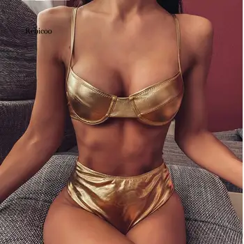 

New Arrival Lengerie Women Hot Sexy Solid Color Patent Leather Push-Up Female Intimates Off Shoulder Lady Underwear Set