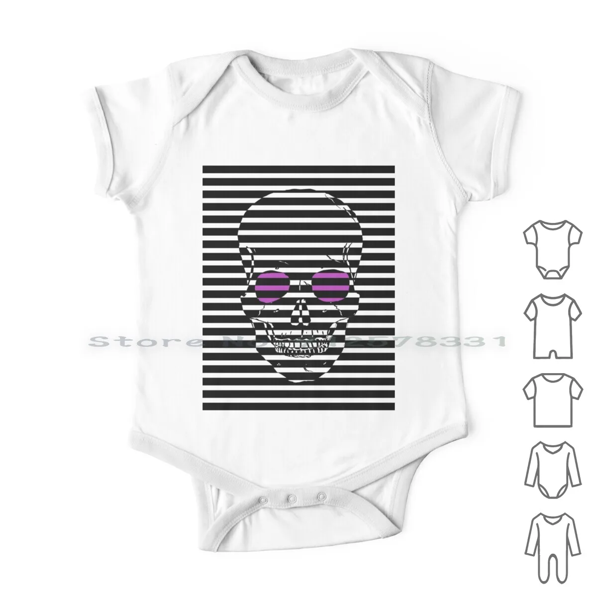 

Skull With Purple Glasses Black And White Stripes Newborn Baby Clothes Rompers Cotton Jumpsuits Skull With Glasses Skull With