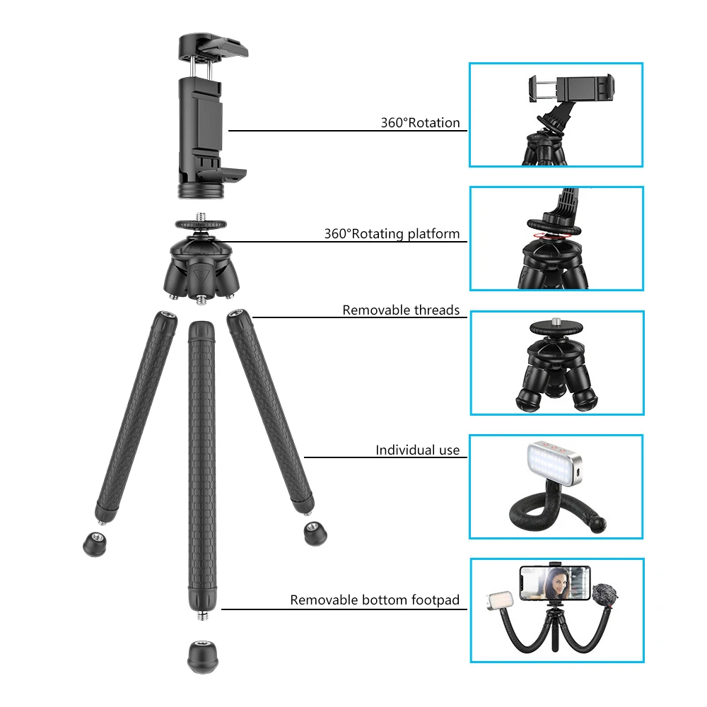 Mount Dog Мини Гибкий штатив для Go Pro 7 6 5 экшн-камеры дорожные штативы для IPhone Xiaomi подставка для телефона