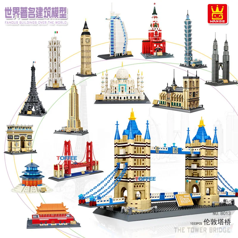 

Wange 5213-5223 World Architecture Oriental Pearl Street View Model Educational Assembled Collector's Edition Building Blocks To