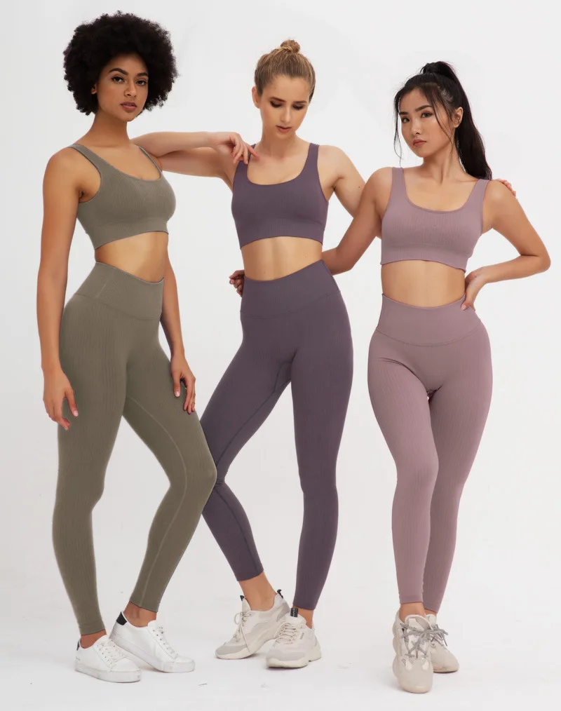 seamless yoga sets women gym clothes sports wear activewear gym two piece set fitness clothing sport leggings and top set (2)