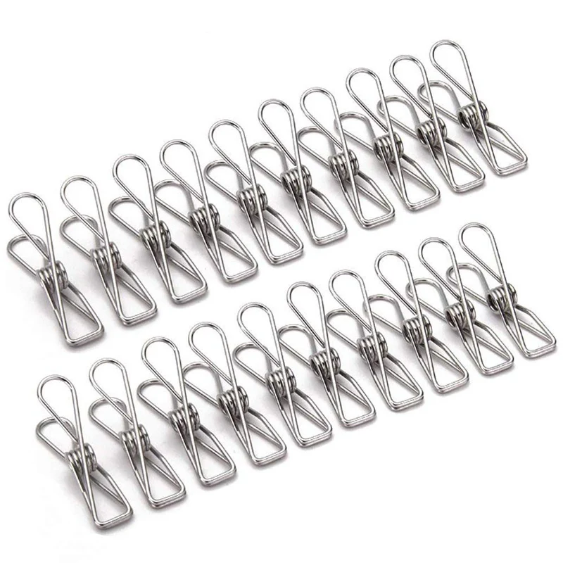 

Clothes Pins Clothesline Utility Clips Multi-purpose Stainless Steel Wire Cord Clothespins Hooks for Home Bathroom Kitchen