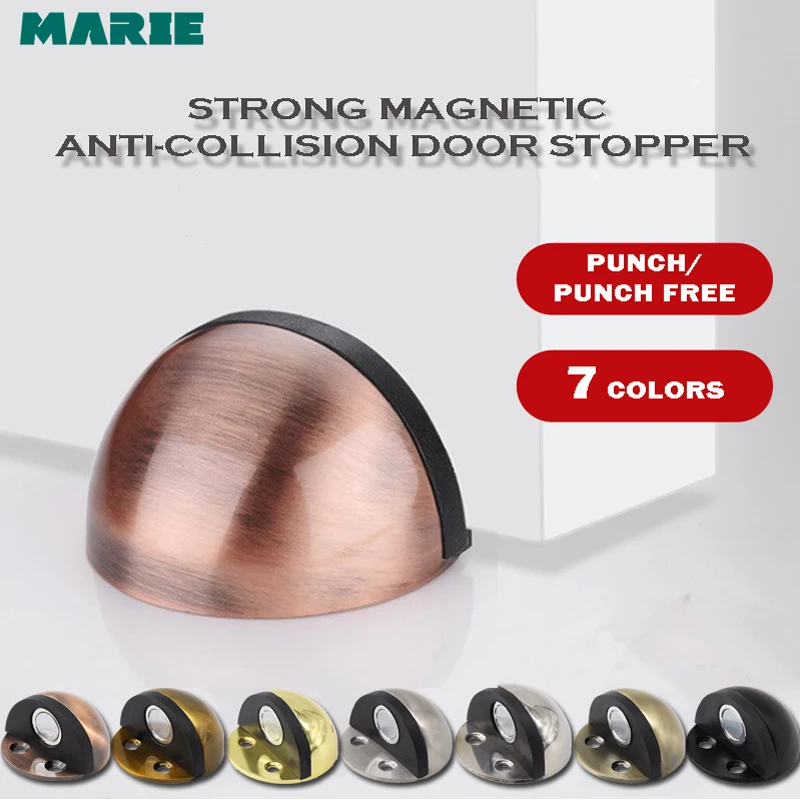 

MARIE DS065-1 Stainless Steel Rubber Magnetic Door Stopper Non Punching Door Holders Catch Floor Door Hardware