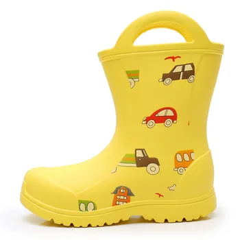 

Apakowa Kids EVA Rain Boots Waterproof Rainy Day Unisex Water Boots Toddler Cute Cartoon Print Rain Boots for Children's Shoes