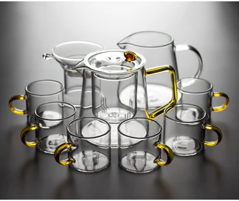

Glass teapot household heat-resistant transparent teawater separation tea pot maker cup tray flower tea set kungfu teaware