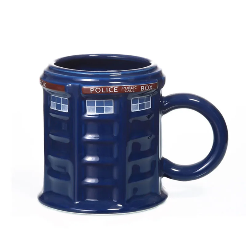 ТАРДИС из сериала «Доктор Кто», Полицейская кофейная кружка, керамическая чашка с крышкой для кружки для чая, молока, забавный креативный подарок, рождественские подарки для мужчин