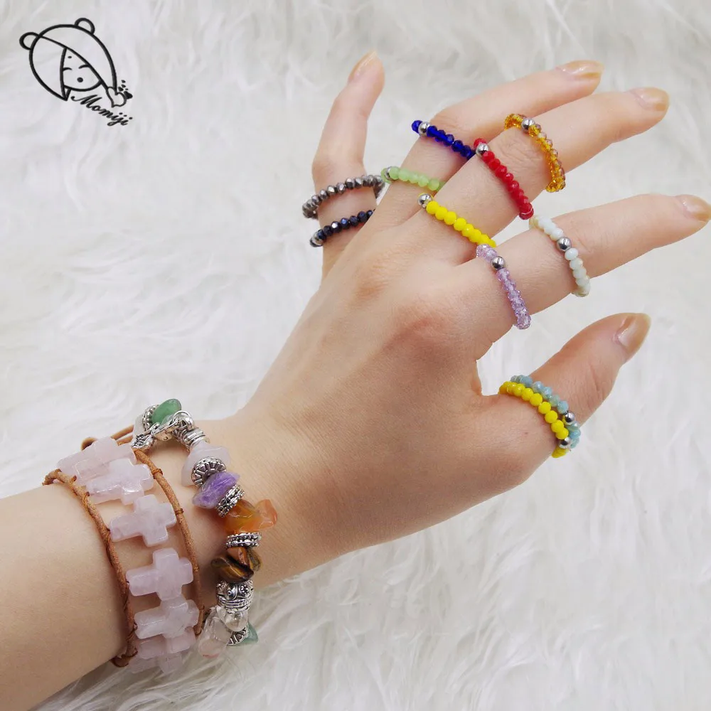 Свадебные кольца Momiji Boho из натурального камня для женщин и девочек разные цвета
