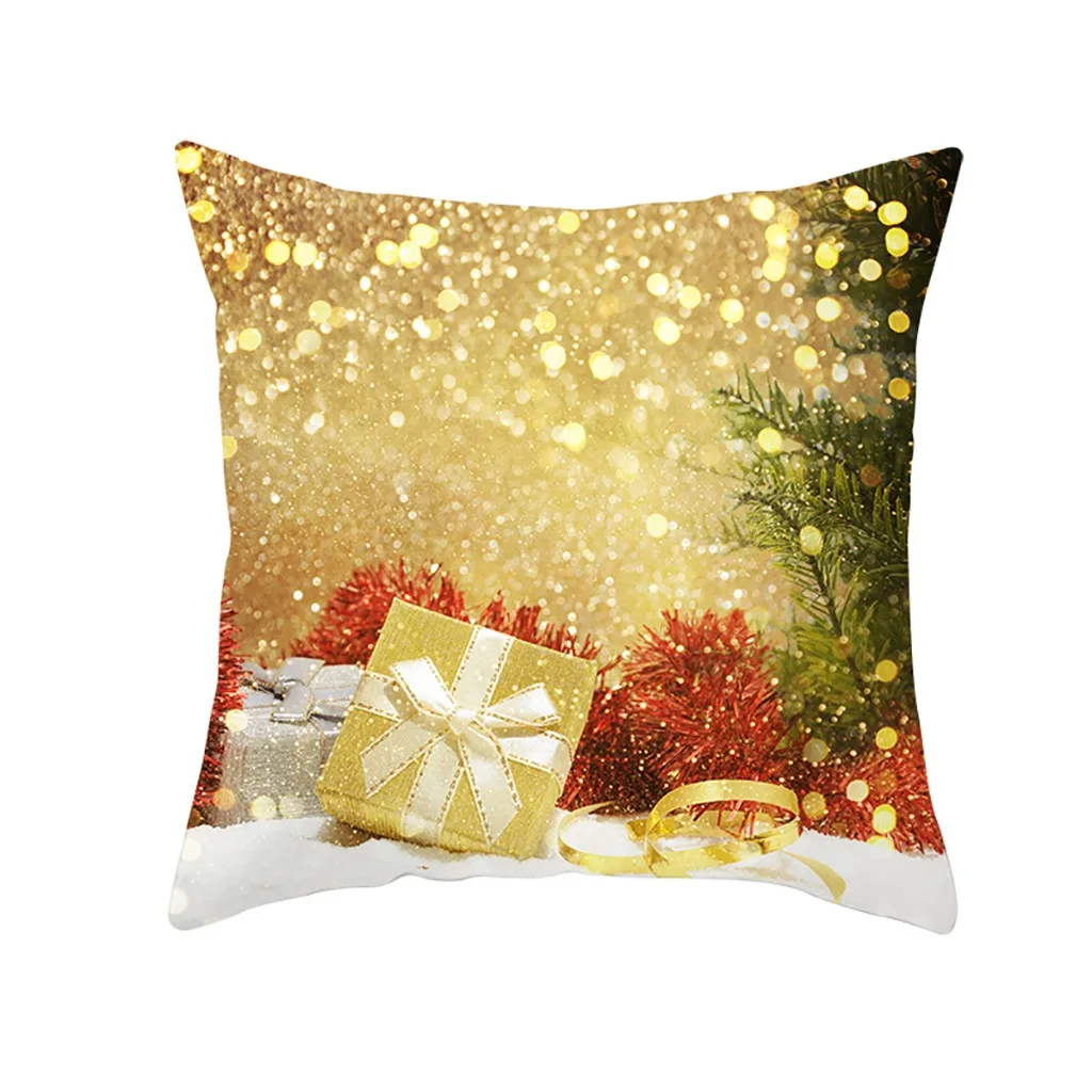 

Christmas Pillow Case Glitter Polyester Sofa Throw Cushion Cover Home Decor 45*45CM Christmas Decorations For Home Accessories