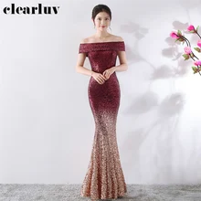 Вечернее платье с блестками размера плюс Robe De Soiree, DX302-3, вырез лодочкой, женские вечерние платья, новинка, длина до пола, Русалка, вечерние платья