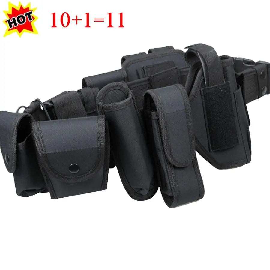 Multifunctional Police Heavy Duty Belt Outdoor Training Security Military Tactical Belts With 10 Holster Magazine Pouch Set