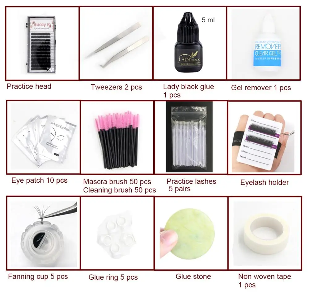 Kit 2 lady black Профессиональный набор для наращивания ресниц Набор инструментов для наращивания ресниц комплект для наращивания ресниц - Цвет: Kit 2 lady black