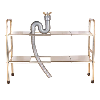 

Kitchen Sink Rack Stainless Steel Toilet Cabinet Storage Single Double Partition Retractable kitchen storage organization