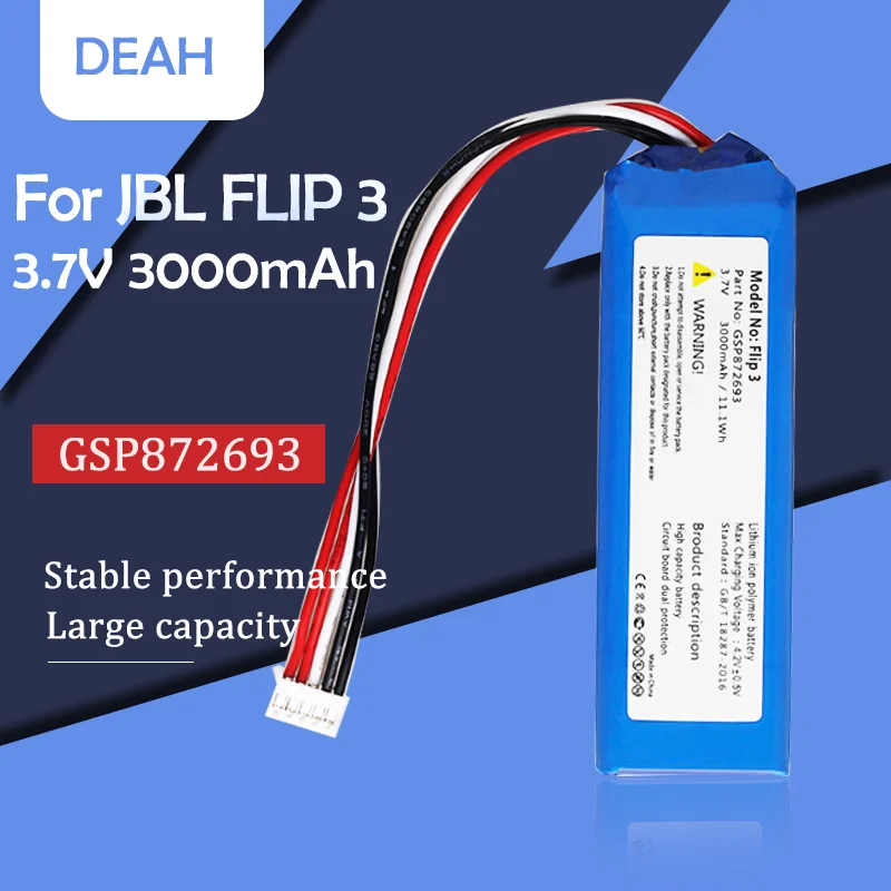 Аккумулятор GSP872693 P763098 03 для JBL Flip3 Flip 3 7 в 3000 мАч | Электроника