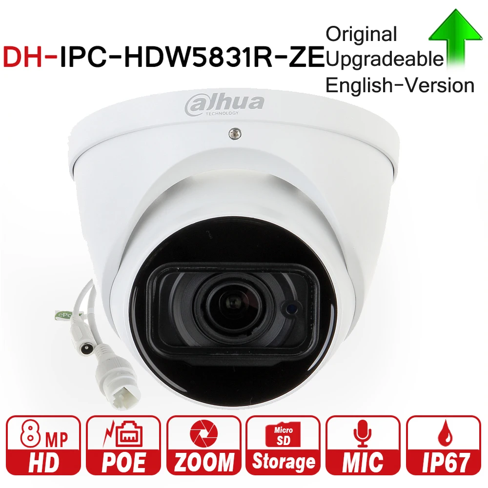 DAHUA IPC-HDW5831R-ZE IP камера CCTV 8MP WDR камера видеонаблюдения IR сетевая камера с POE IP67 IK10 DH-IPC-HDW5831R-ZE с micphone