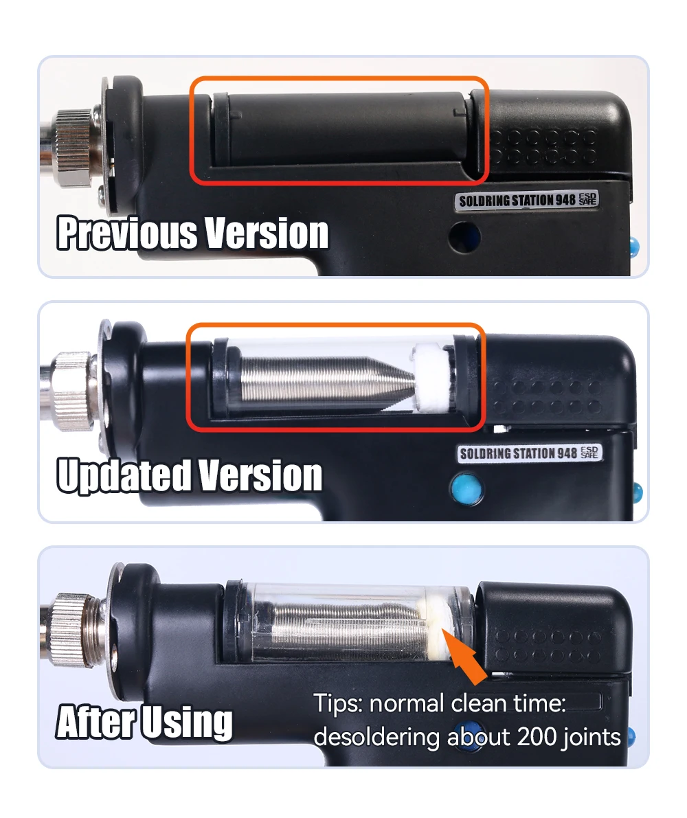 WEP 948 Suction Tin Gun Desoldering Station 90W with Auto Shutoff, Variable Precise Temperature ºC/°F display, Sleep electric soldering iron kit