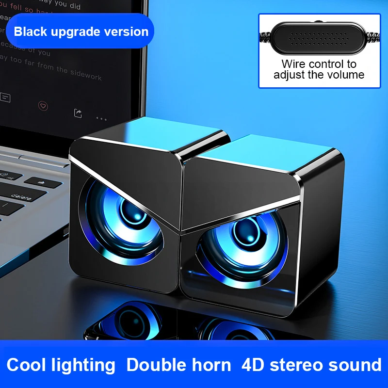 Altavoces de ordenador con cable USB, Subwoofer estéreo de graves, luz LED colorida para PC/portátil/teléfono móvil/MP3/MP4 / DVD